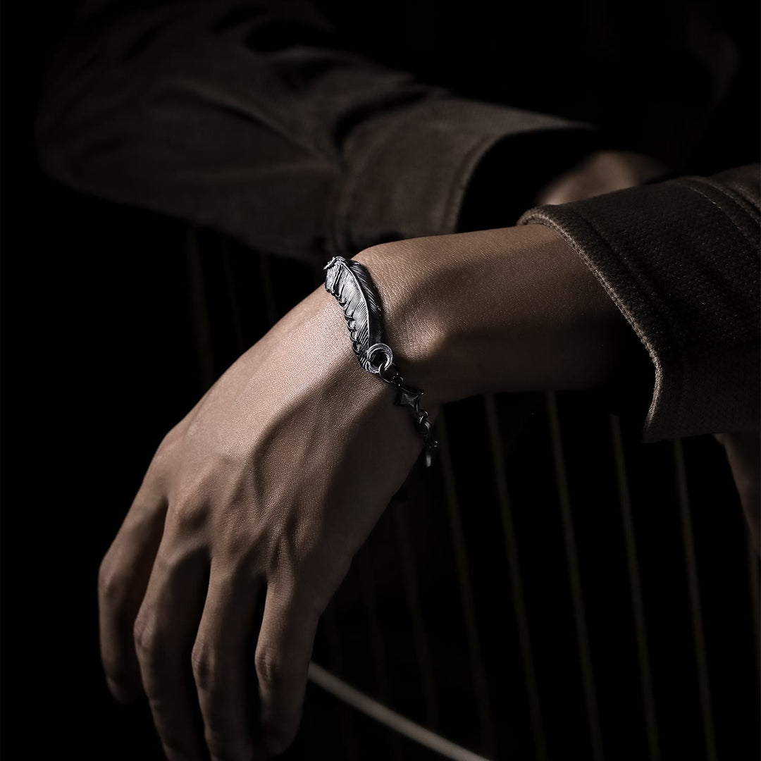 WorldNorse 999 Sterling Silber Feder Armband