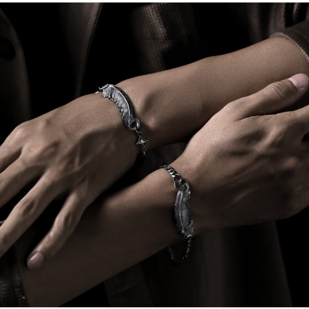 WorldNorse 999 Sterling Silber Feder Armband