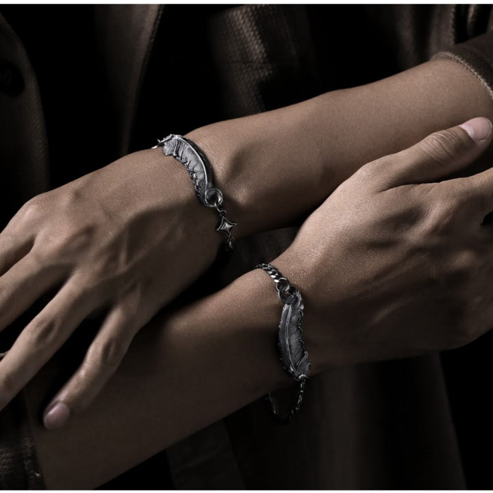 WorldNorse 999 Sterling Silber Feder Armband