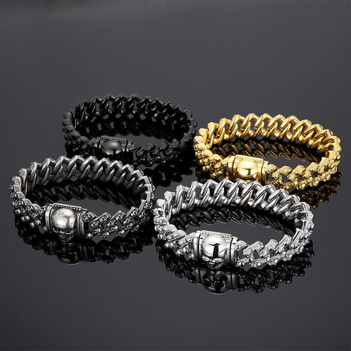 WorldNorse Punk Skelett Kopf Armband