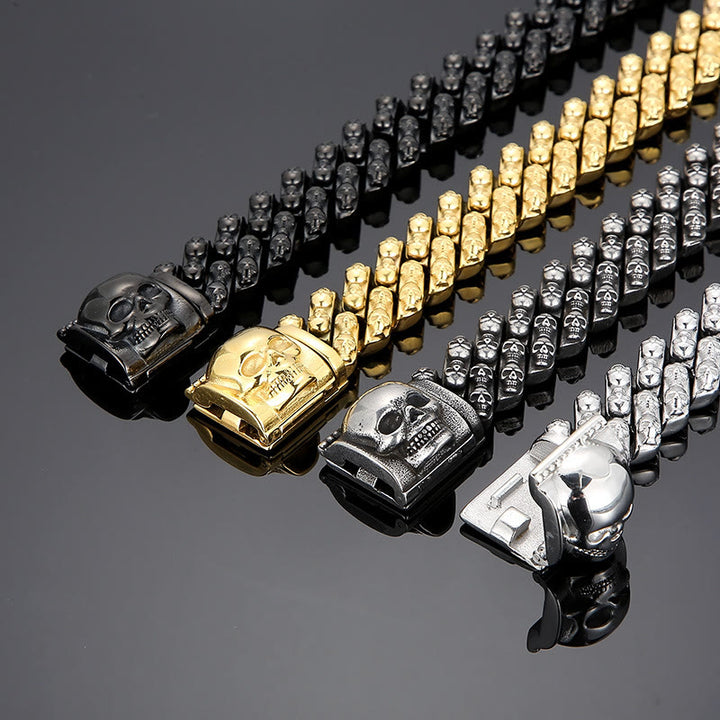 WorldNorse Punk Skelett Kopf Armband