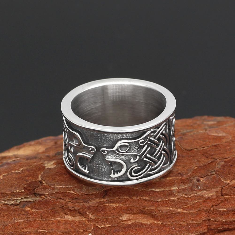 WorldNorse Viking Celtic Open Mouth Wilder Wolf Ring