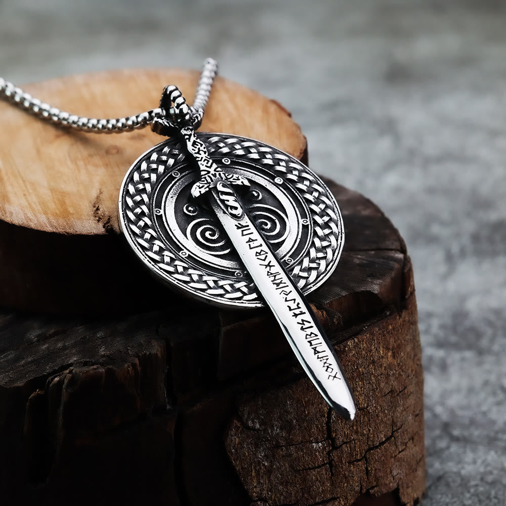 WorldNorse Nordisches Langschwert mit Runenschild-Halskette