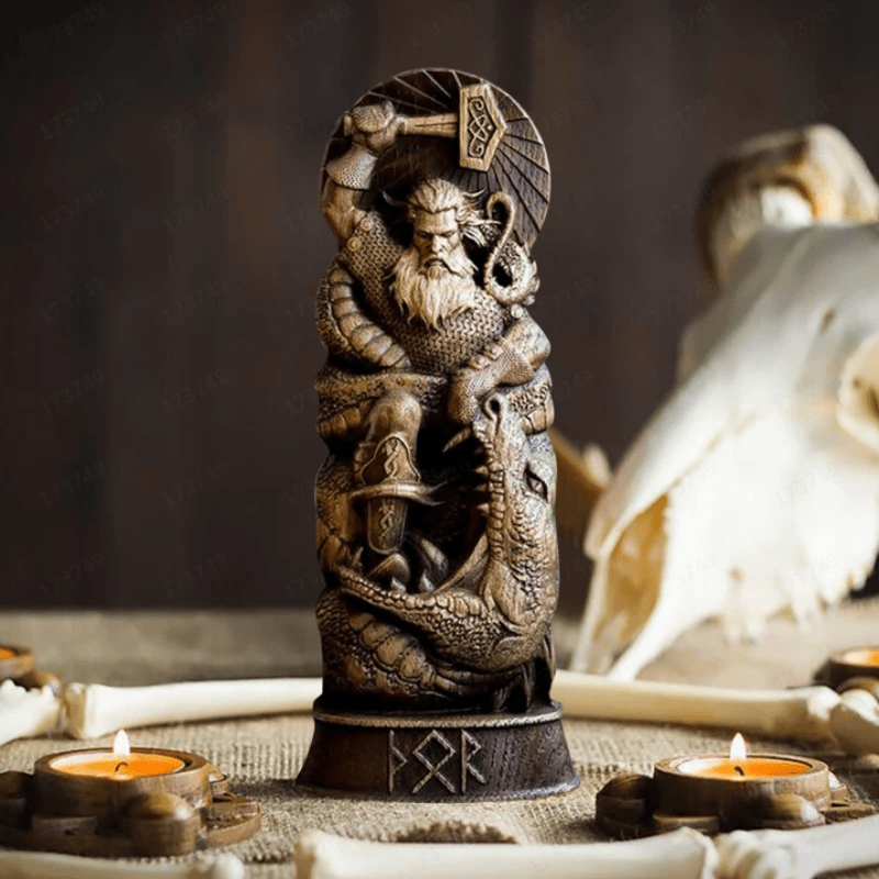 WorldNordischer Gott Thor Statue im Kampf mit Jormungand Skulptur - Thor - image 0