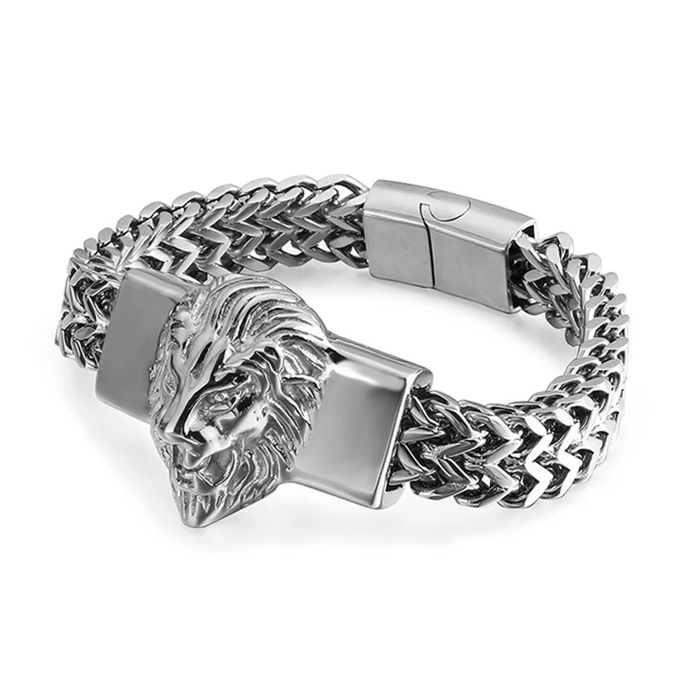 WorldNorse Löwenkopf-Armband aus Edelstahl 316L