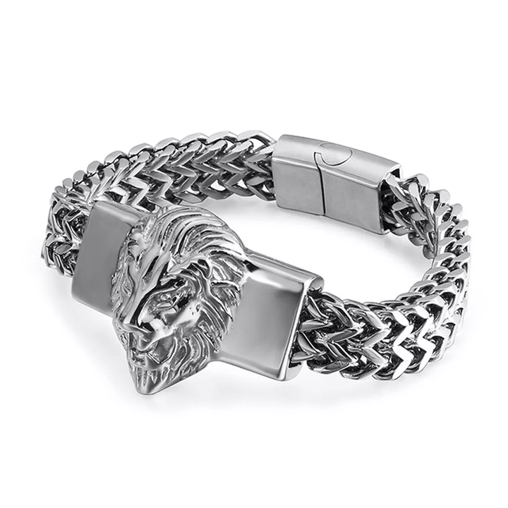 WorldNorse Löwenkopf-Armband aus Edelstahl 316L