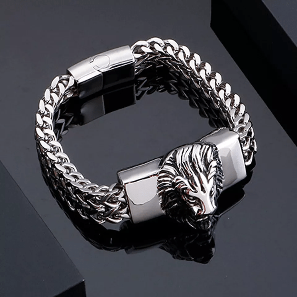 WorldNorse Löwenkopf-Armband aus Edelstahl 316L