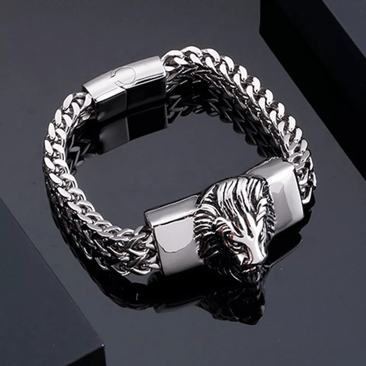 WorldNorse Löwenkopf-Armband aus Edelstahl 316L