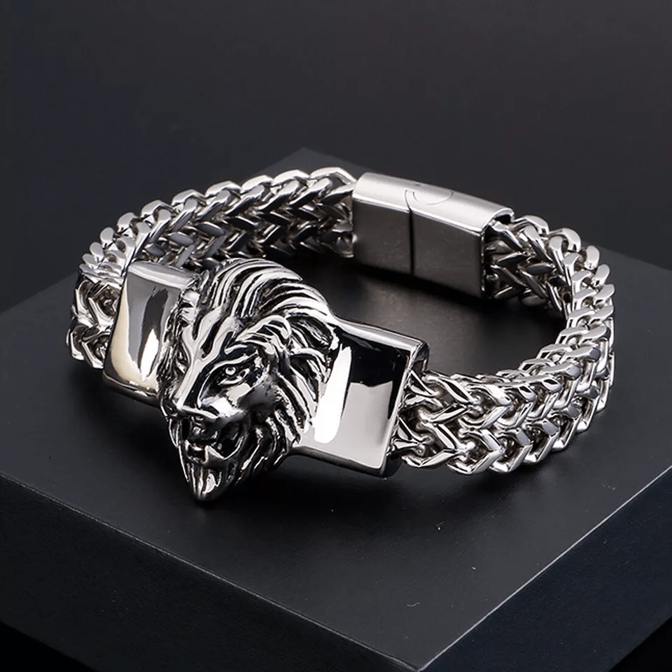 WorldNorse Löwenkopf-Armband aus Edelstahl 316L