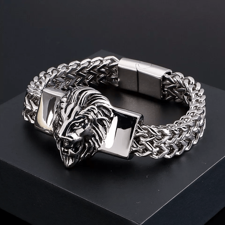 WorldNorse Löwenkopf-Armband aus Edelstahl 316L
