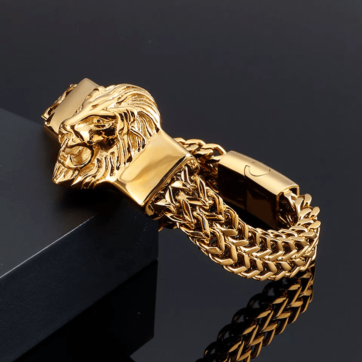 WorldNorse Löwenkopf-Armband aus Edelstahl 316L