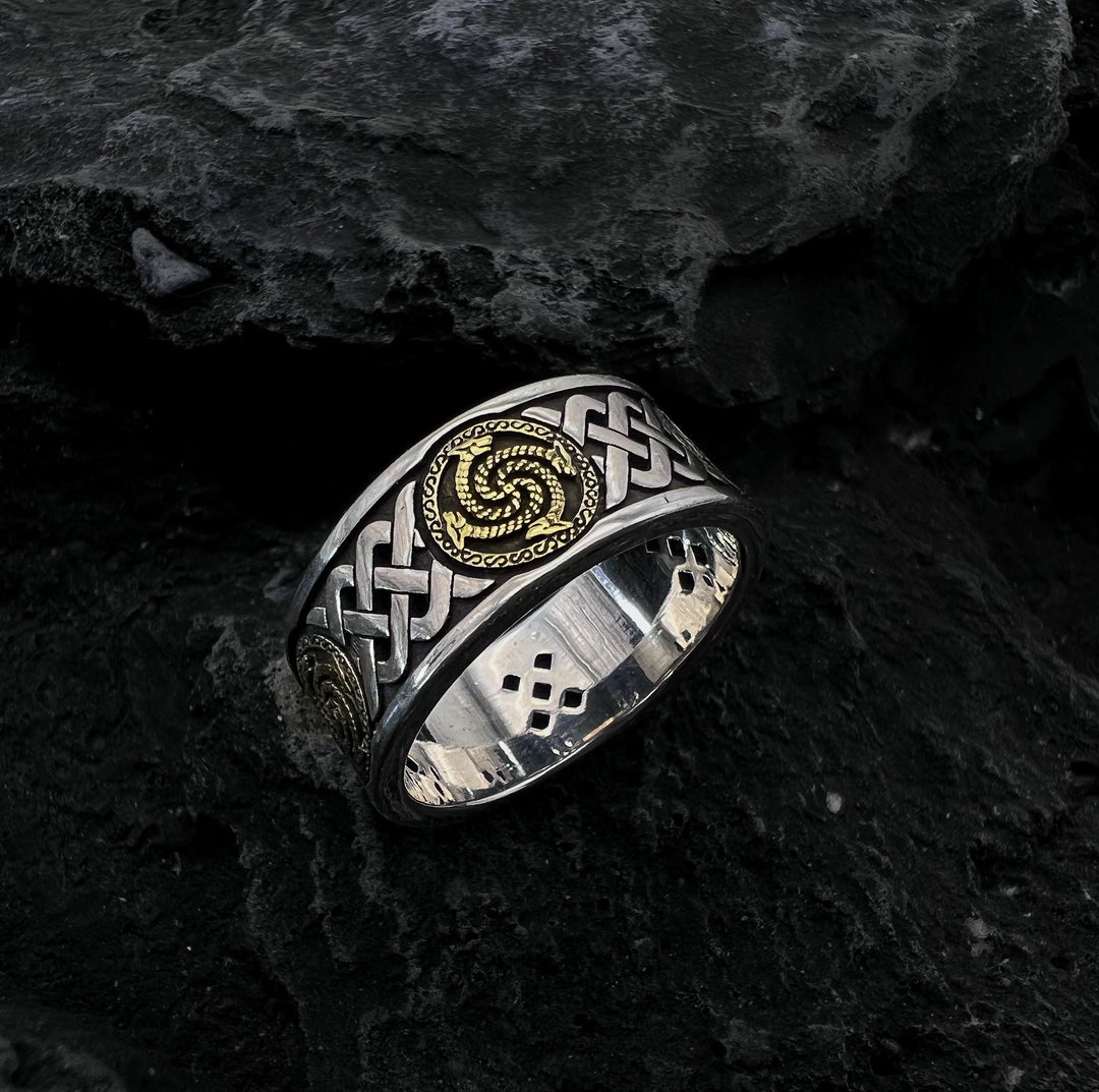 WorldNorse Keltischer Knoten Drachen Totem Ring