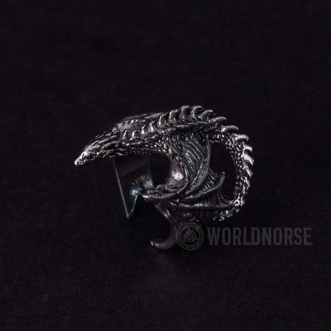 WorldNordischer Drache, offener gotischer Ring - image 5
