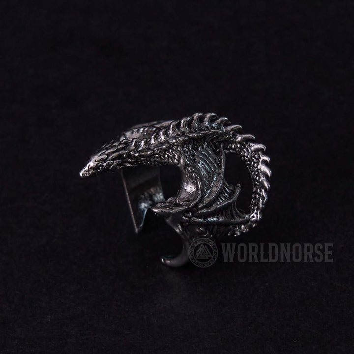 WorldNordischer Drache, offener gotischer Ring - image 5