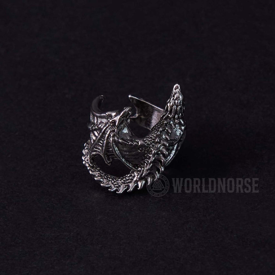 WorldNordischer Drache, offener gotischer Ring - image 7