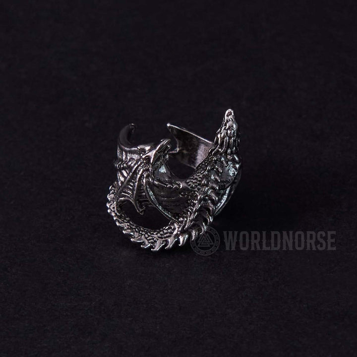 WorldNordischer Drache, offener gotischer Ring - image 7