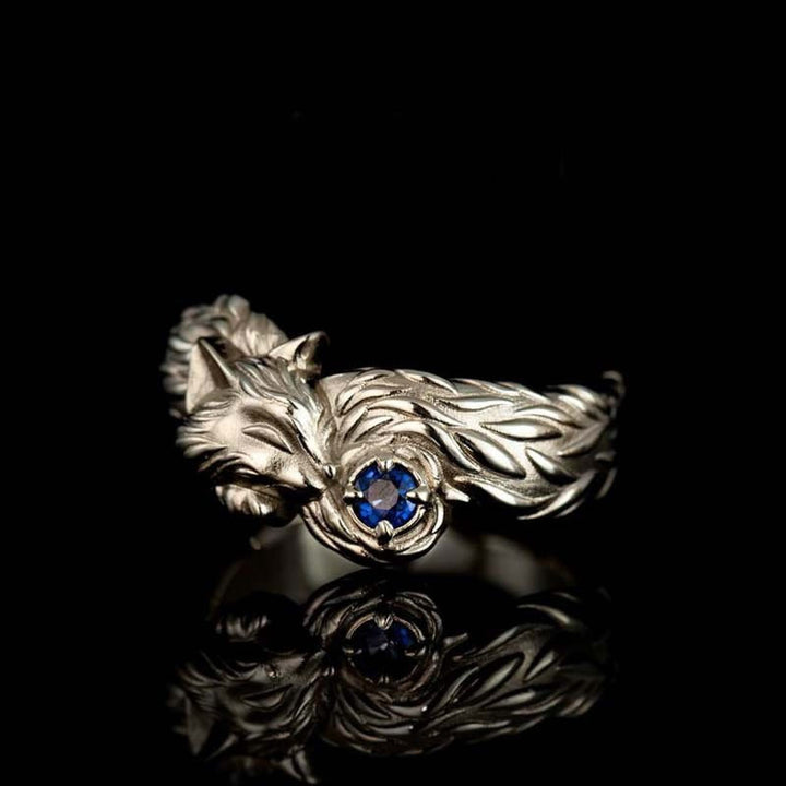 WorldNorse Blauer Zirkon Fuchs Tierring