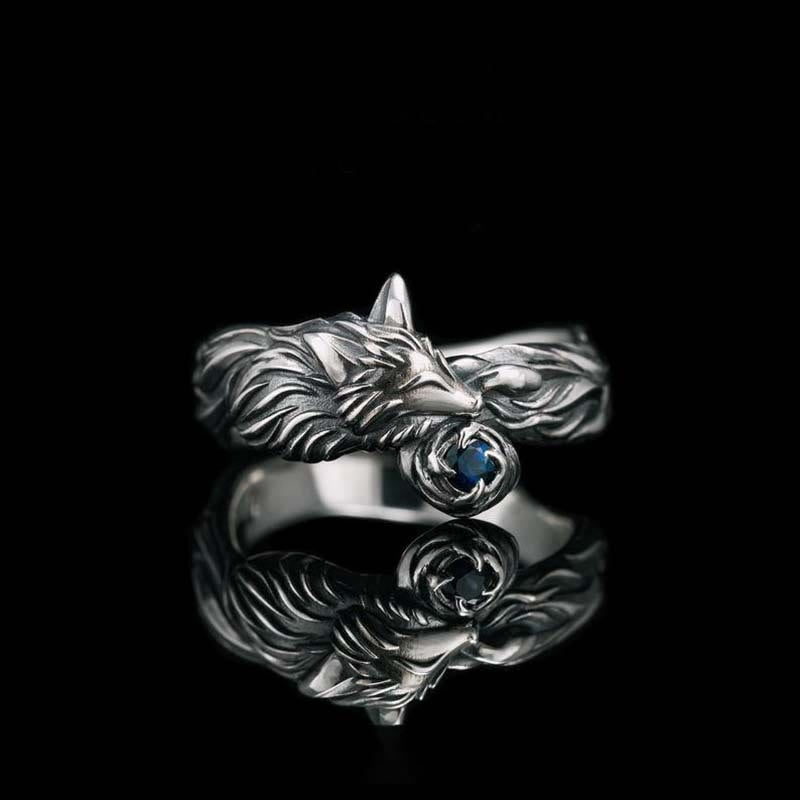 WorldNorse Blauer Zirkon Fuchs Tierring