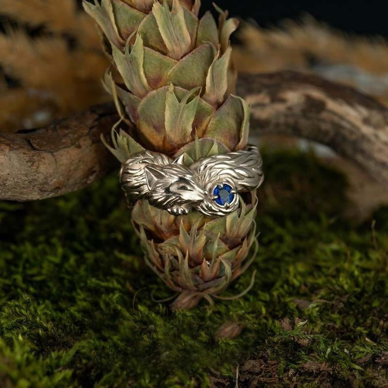 WorldNorse Blauer Zirkon Fuchs Tierring