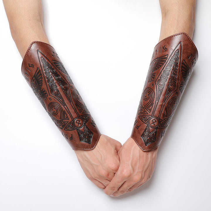 WorldNorse Mittelalterliche Armschienen aus geprägtem Ökoleder