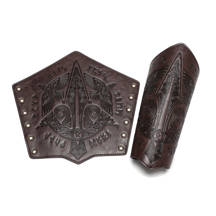 WorldNorse Mittelalterliche Armschienen aus geprägtem Ökoleder