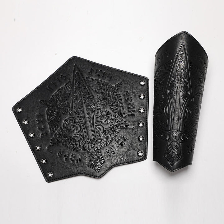 WorldNorse Mittelalterliche Armschienen aus geprägtem Ökoleder