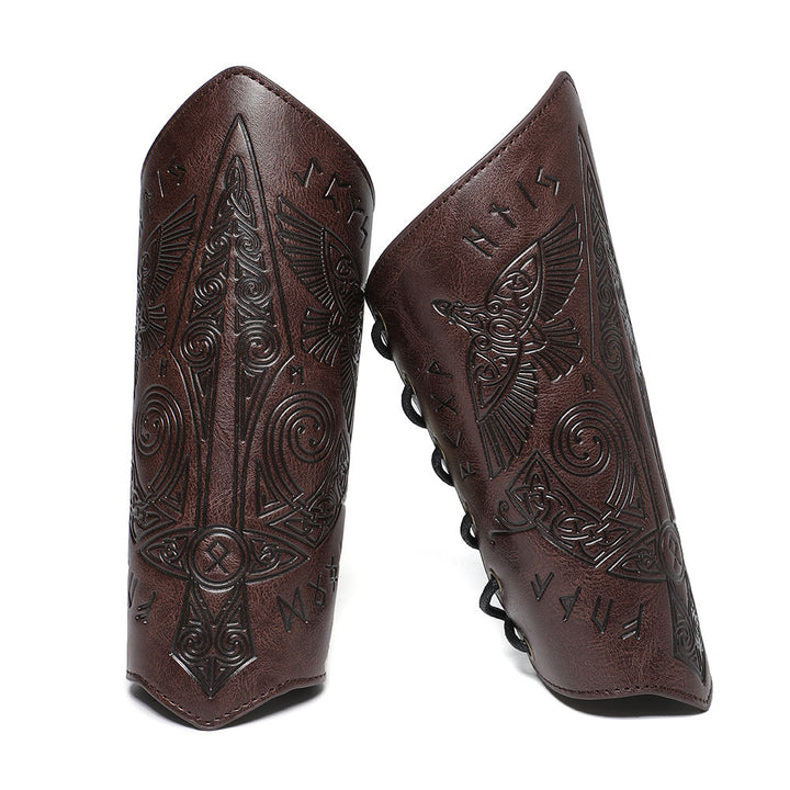 WorldNorse Mittelalterliche Armschienen aus geprägtem Ökoleder