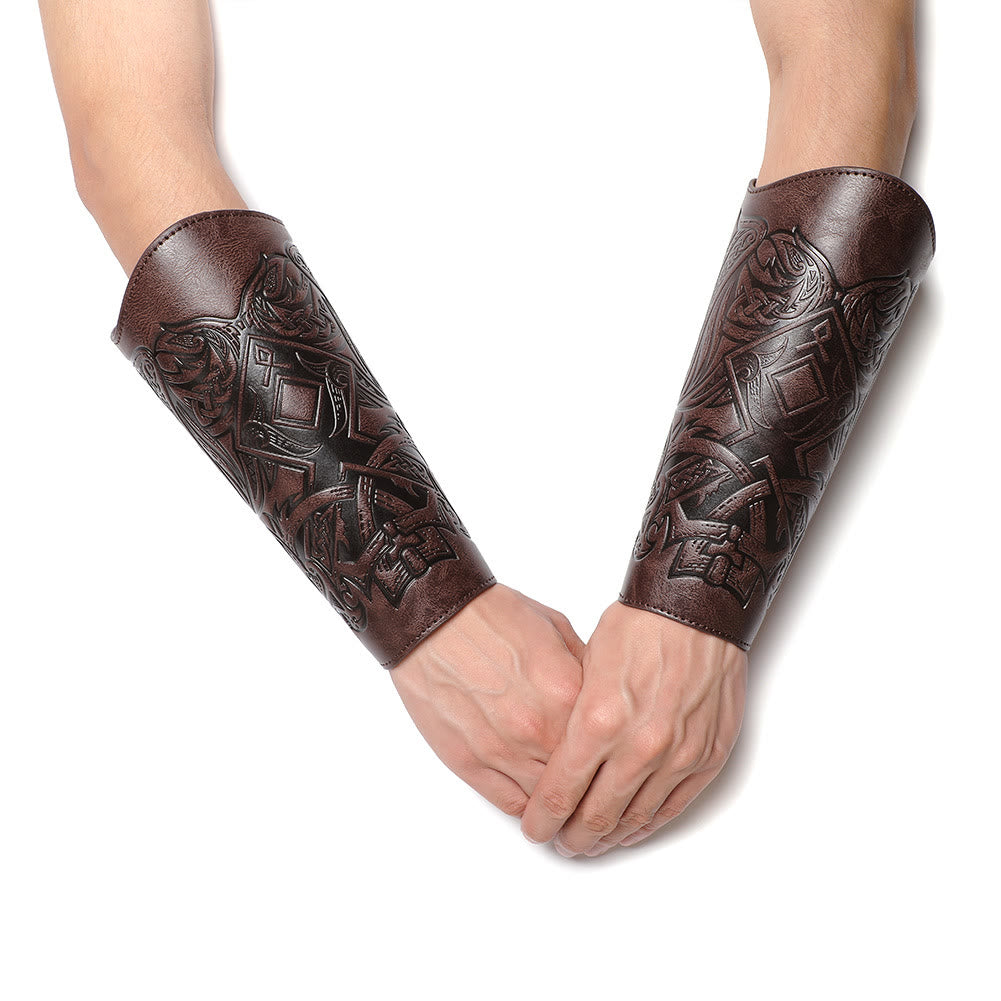 WorldNorse Viking Totem Armschienen aus Ökoleder