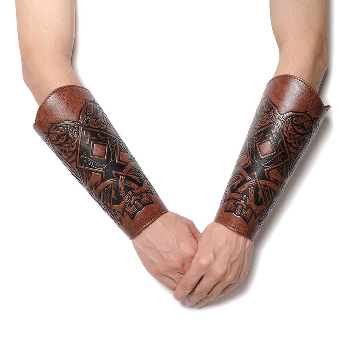 WorldNorse Viking Totem Armschienen aus Ökoleder