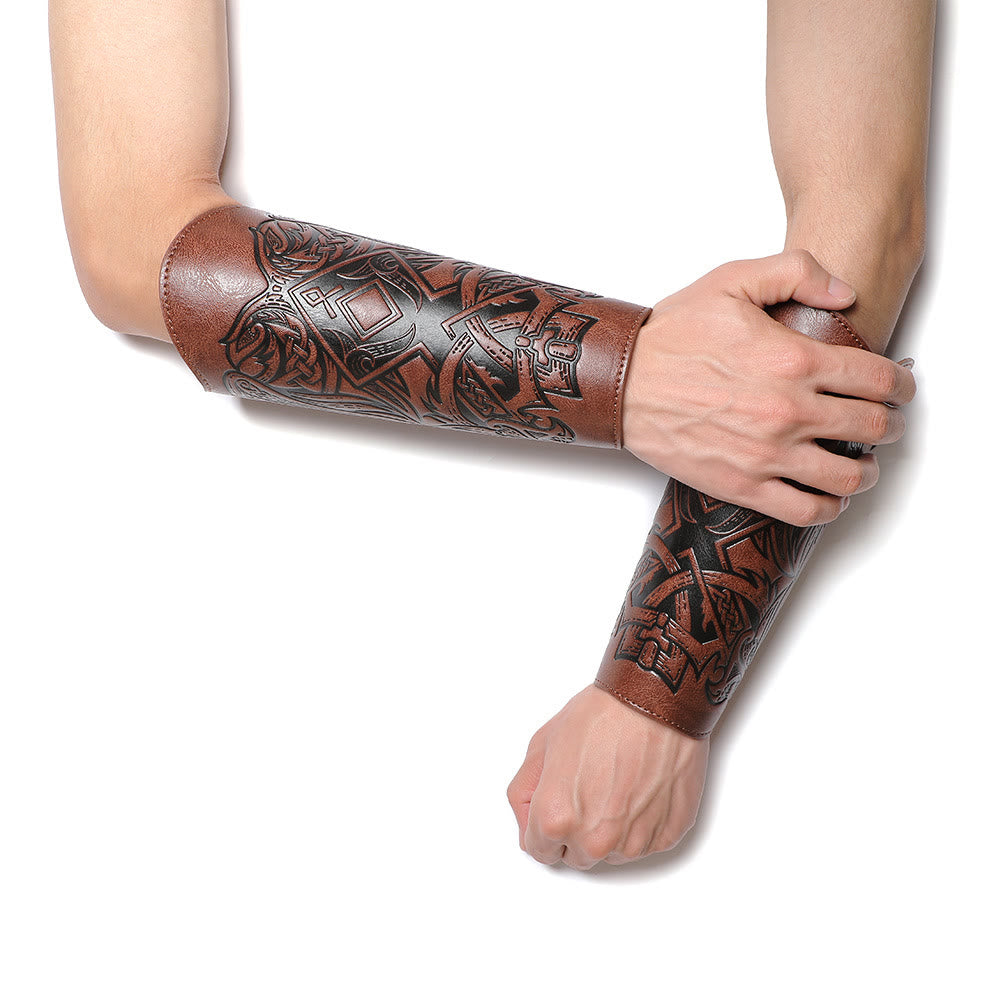 WorldNorse Viking Totem Armschienen aus Ökoleder