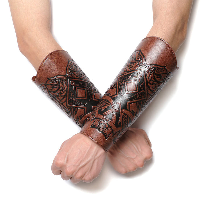 WorldNorse Viking Totem Armschienen aus Ökoleder