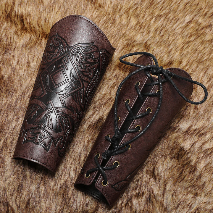 WorldNorse Viking Totem Armschienen aus Ökoleder