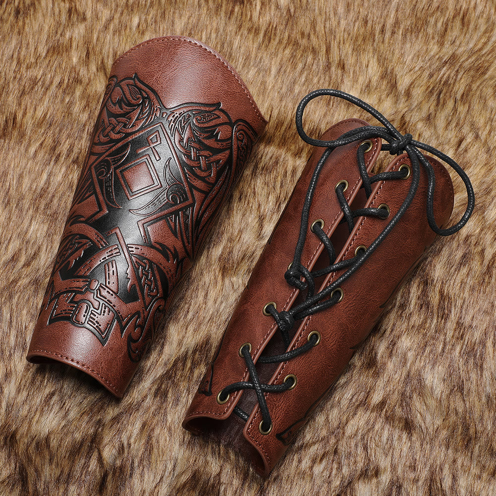 WorldNorse Viking Totem Armschienen aus Ökoleder