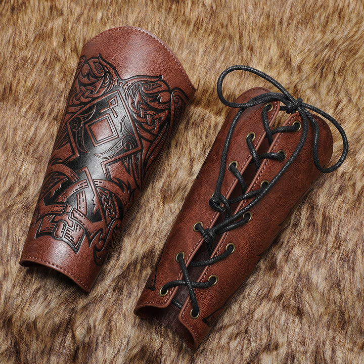 WorldNorse Viking Totem Armschienen aus Ökoleder