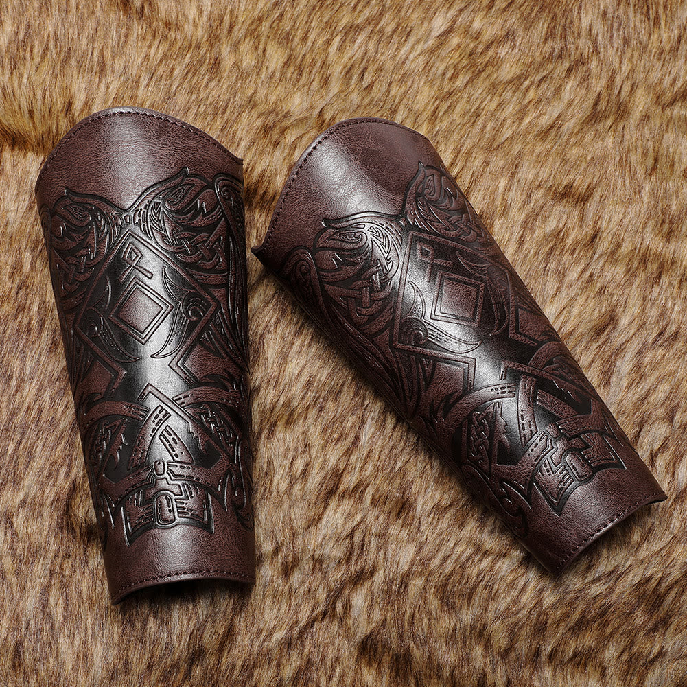 WorldNorse Viking Totem Armschienen aus Ökoleder
