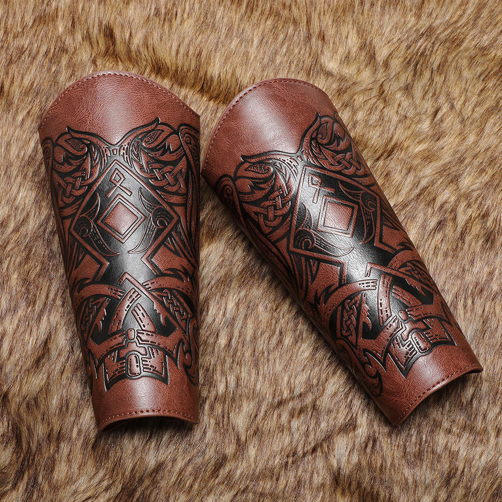 WorldNorse Viking Totem Armschienen aus Ökoleder