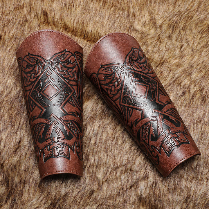 WorldNorse Viking Totem Armschienen aus Ökoleder