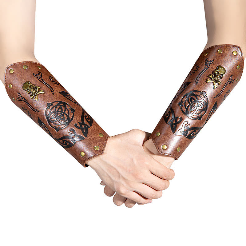 WorldNorse Skull Triquetra Öko-Leder-Armschienen