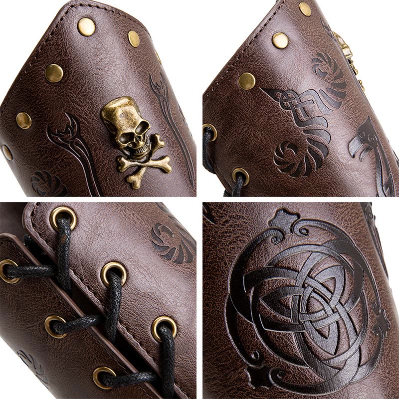 WorldNorse Skull Triquetra Öko-Leder-Armschienen