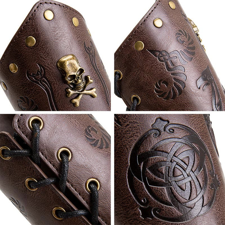 WorldNorse Skull Triquetra Öko-Leder-Armschienen