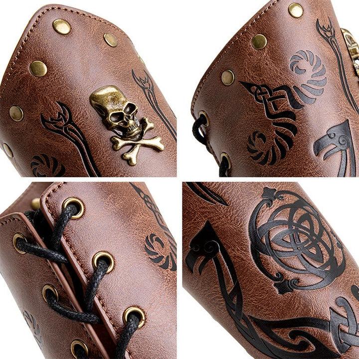 WorldNorse Skull Triquetra Öko-Leder-Armschienen
