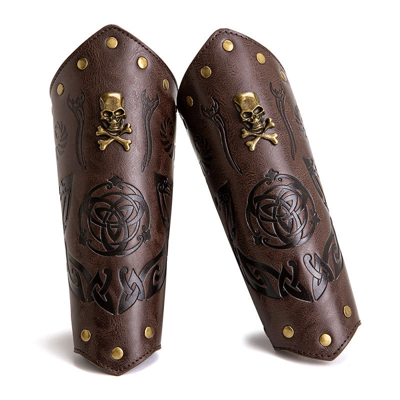 WorldNorse Skull Triquetra Öko-Leder-Armschienen