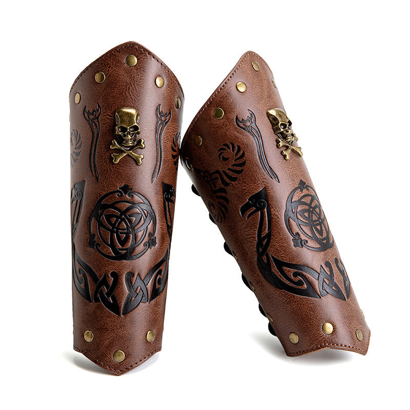 WorldNorse Skull Triquetra Öko-Leder-Armschienen