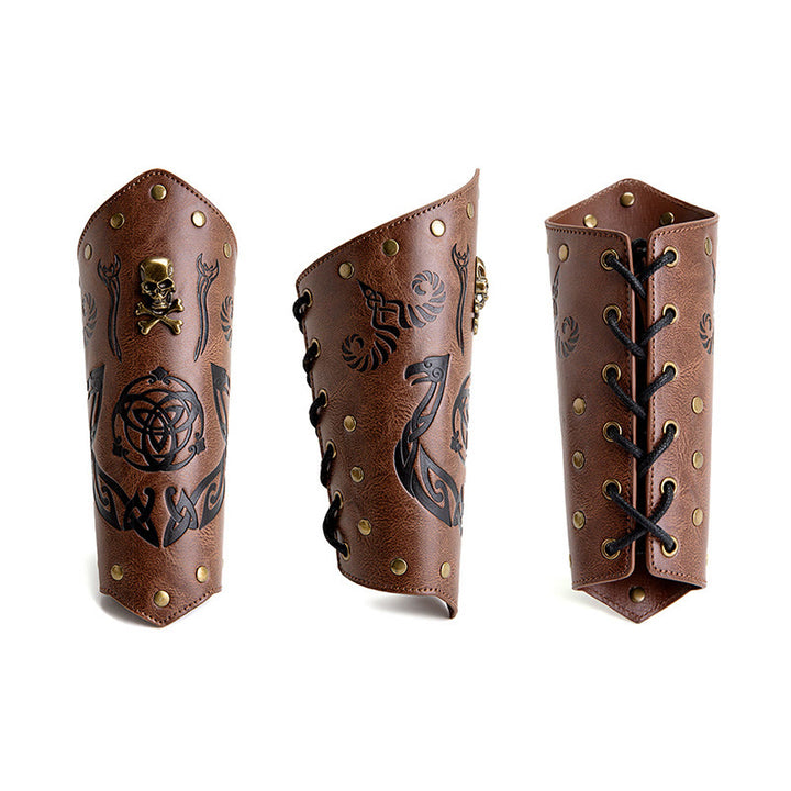 WorldNorse Skull Triquetra Öko-Leder-Armschienen