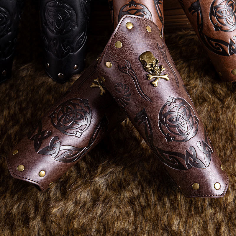 WorldNorse Skull Triquetra Öko-Leder-Armschienen