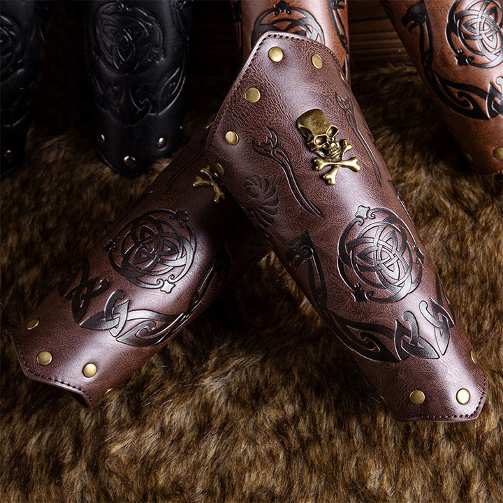 WorldNorse Skull Triquetra Öko-Leder-Armschienen