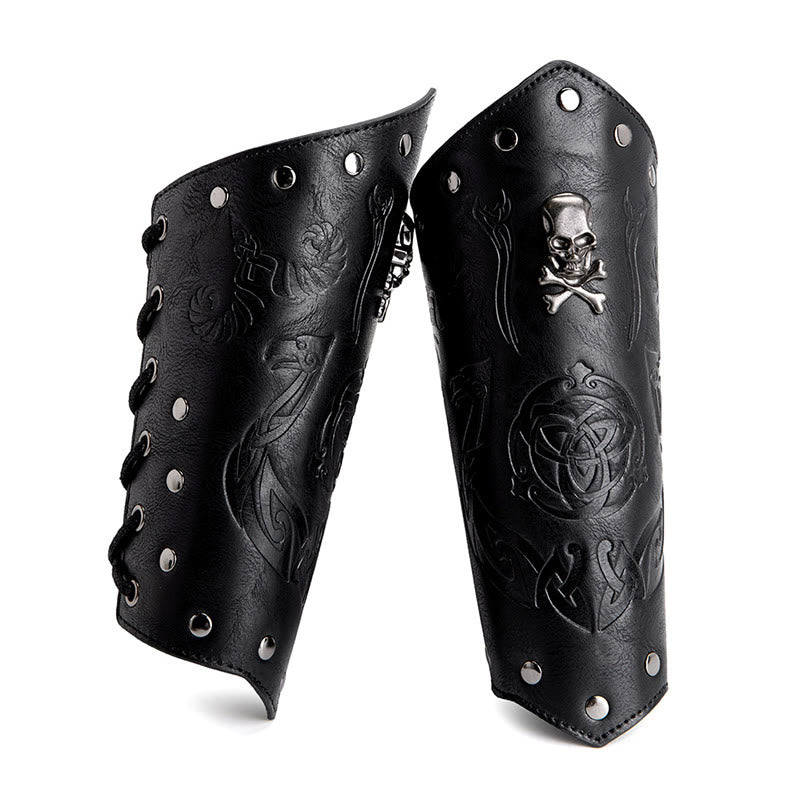 WorldNorse Skull Triquetra Öko-Leder-Armschienen