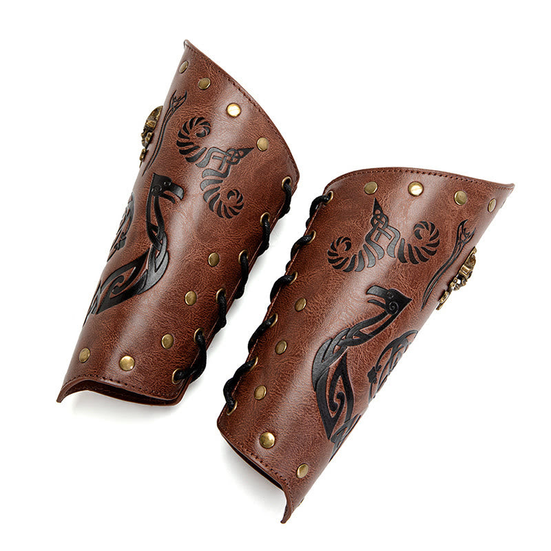 WorldNorse Skull Triquetra Öko-Leder-Armschienen