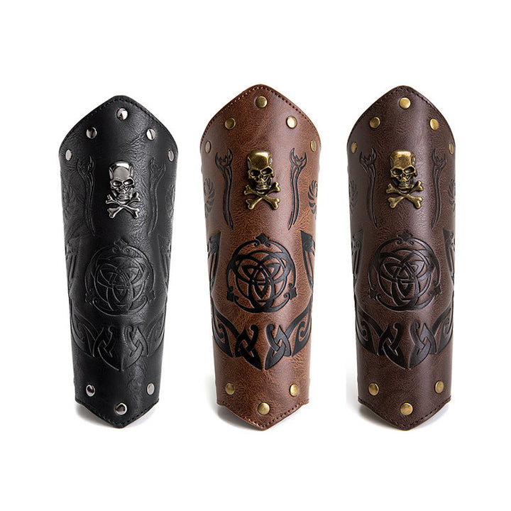 WorldNorse Skull Triquetra Öko-Leder-Armschienen