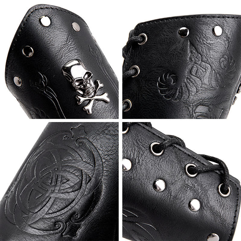 WorldNorse Skull Triquetra Öko-Leder-Armschienen